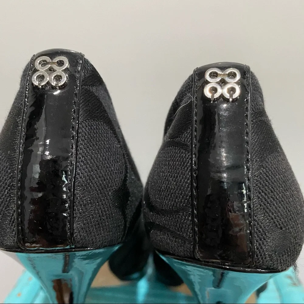 Coach Caya Signature Logo Allover Black 4” Pumps Heels Size 6 B - Picture 5 of 14